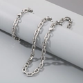 Collana da uomo in acciaio inossidabile argento 7mm con maglie ovali intrecciate - Bracciale 20CM / Chiusura a Moschettone (7mm)