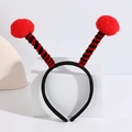 Red and black ladybug ladybird headband with bouncy spring antennae and soft pom poms - No.4 Red Ball Stripe Headband