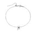 Minimalist stainless steel anklet featuring a polished letter F pendant with adjustable chain. - Letter F / Silver