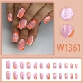 Orange and white wavy press-on nails with abstract zebra patterns in a glossy finish - W1361 Orange Wave Pattern (Glue Type)