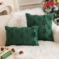 Dark green Christmas velvet pillow covers with 3D tree and snowflake textured embroidery - Christmas Green Tree and Snowflake