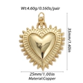 Golden heart pendant with beaded texture made of copper, measuring 25mm wide and 35mm high - Ysn014-10 / 18K Gold