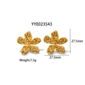 Boucles d'oreilles irrégulières en acier inoxydable doré avec texture lave pour femme - Style Fleur Texture Lave (YYE023543)