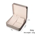 Gray PU leather jewelry set box with beige velvet interior for rings and necklaces - Gray