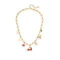 Collier de Noël plaqué or en acier inoxydable avec pendentifs père Noël et renne pour femmes. - Style 7 Collier