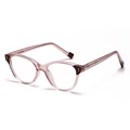 Pink transparent round cat-eye eyeglasses with anti-blue light lenses and brown ear tips - C5 Translucent Pink Clear Lens