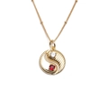 Collana con pendente Bagua placcato oro con cristalli di zircone rossi e trasparenti - Tai Chi Yin Yang / Oro-Zircone Rosso Bianco