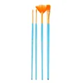 Set of 4 professional paint brushes with blue handles and orange nylon bristles - 4Pcs Fan Shape HB023E / Blue