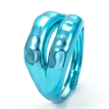 Minimalist blue adjustable open ring with irregular geometric textured finish - Blue