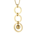 Three-tier gold circles pendant necklace with metal bead on thin stainless steel box chain - Gold (KN226883-CX)