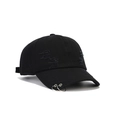Cappello da baseball nero stile street con dettagli strappati e anelli in metallo - Regolabile / Nero