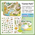 DIY Corner Park PET 3D Sticker Set mit Landschaftskarton für Journal Scrapbooking - Eckpark