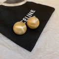 Minimalist gold round ball stud earrings with brushed matte finish on a black cloth - 51# Gold Brushed Matte Spherical Studs (51# Silver Earring Post-Gold-Real Gold Plated)