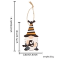 Halloween gnome wooden ornament with bat hat and skull, dimensions 5.5 x 1.4 inches - Gnome with Skull