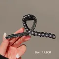 Pince à cheveux papillon en alliage noir avec perles gris foncé longueur 11,5 cm - Noir Croix Perle Strass