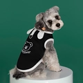 Black striped pet polo shirt with white trim and Happybear print for dogs and cats - XS / Tops / Black Cardigan Vest