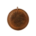 Handmade crazy horse leather mini tape measure with vintage floral embossing in brown - Carved Yellow Brown (Round)