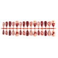 30pcs 3D almond press-on nails with red hearts, gold bows, and cherry leopard patterns - 30 Pcs Strip (B1-13906)