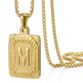 Collar minimalista de acero inoxidable chapado en oro de 18K con colgante de letra M - Oro M