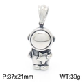 Colgante de astronauta plateado con estrella en acero inoxidable, tamaño 37x21mm estilo hip hop - Astronauta sosteniendo una estrella (KP119298-KJX) / Color acero
