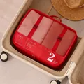 Red medium size M polyester travel clothes storage bag with mesh window 34x28x12cm - Red-Medium (No. 2)