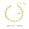 Detalle de la pulsera de cadena de clip dorada con cierre de langosta ajustable y extensión de 5 cm - Estilo Cadena de Clip (B-014) / Dorado