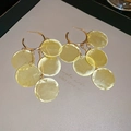 Boucles d'oreilles créoles dorées avec pampilles jaunes translucides pour style quotidien - 57# Tige en argent-Jaune-Rond