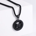 Collar vintage de acero inoxidable negro con colgante de Aries en base blanca - Aries Negro (Sin Cadena)