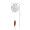 Colador de acero inoxidable con mango de madera, diámetro 15,8 cm y largo de 44 cm - Estilo con Mango de Madera de Rosas 304 / Mediano