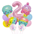 Detail of sweet macaron style ice cream and candy foil balloons for 2nd birthday party - Ice Cream Candy Number 2