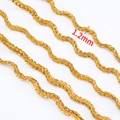 Cadena foxtail ondulada de acero inoxidable dorado de 1,2 mm para joyería DIY - 1.2mm/Paquete de 1 Metro / Dorado