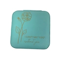 Tiffany blue square PU leather jewelry box with gold foil rose and wedding quote - Printed Light Blue
