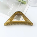 Elegant olive green triangular hair claw clip with glossy finish and metal spring mechanism - Tea Green