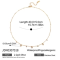 Detail view of gold stainless steel heart necklace with weight and length measurements - Heart Pendant (JDN0307018)