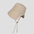 Beige wide brim sun hat with adjustable windproof drawstring for UV protection - M (56-58cm) / Beige