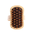 Portable wooden manual roller massager with brown massage teeth and cotton linen handle - Figure-8 Bamboo Massager