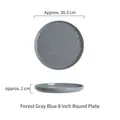 8 inch round ceramic dinner plate in forest grey blue finish with subtle textures - Forest Grey Blue 8 Inch Round Plate