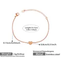 Detailed dimensions of heart pendant bracelet in rose gold stainless steel with 15+5cm length - Rose Gold Plated Stainless Steel / Rose Gold Heart Bracelet (15+5cm)