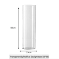 50cm tall clear acrylic cylindrical flower vase with a 15cm diameter for flower shops - Transparent Round Straight Bucket (15*50); Flower Bucket