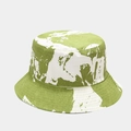 Fashionable tie-dye bucket hat in green and white abstract print, reversible cotton design - M (56-58cm) / Green White Tie-dye