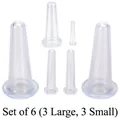 Transparent silicone facial cupping set of 6 massage tools including 3 large and 3 small sizes - White Six Pieces
