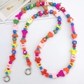 Colorful beaded phone strap with cartoon bear, heart and butterfly wooden beads - Wooden Bear Hanging Chain