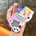 Süßer lila Panda Silikon-Hülle Brick Game Schlüsselanhänger für Taschen und Schlüssel - Panda Mini Spielekonsole / Lila