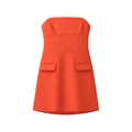 Elegante vestido corto palabra de honor naranja para mujer de estilo minimalista chic - XS / Rojo Anaranjado