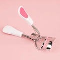 Recourbe-cils portable en acier inoxydable avec coussinet rose et poignée blanche - Recourbe-cils avec Poignée Patch Blanc Rose Rouge