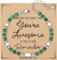 4MM natural green stone beaded bracelet with silver metal spacers on a gift card - Awesome Card Style / With Card / Green Aventurine