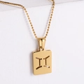 Collana minimalista placcata oro 18k con pendente quadrato segno zodiacale Gemelli - Gemelli