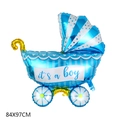 Blue baby stroller foil balloon it's a boy themed party decor for baby showers 84x97cm - New Stroller Blue