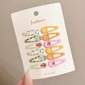 12-piece colorful fruit and macaron star snap hair clips set on a display card - 4# Orange Yellow Pink