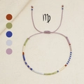 Handgefertigtes Jungfrau-Sternzeichen-Armband mit Morandi-Perlen und lila Webband - Jungfrau (MI-Serie)